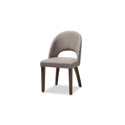 Light Grey Fabric Upholstered Walnut Finished Wood 5-Piece Dining Set