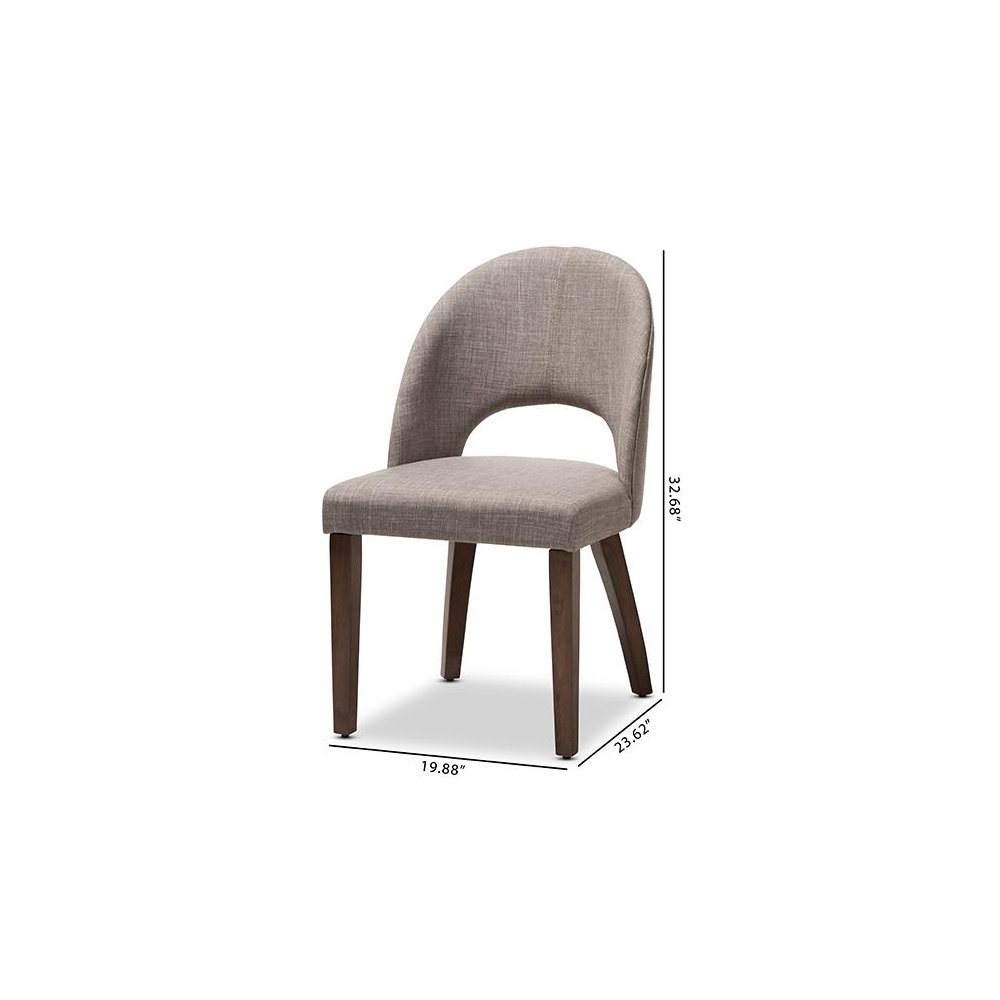 Light Grey Fabric Upholstered Walnut Finished Wood Dining Chair (Set of 2)