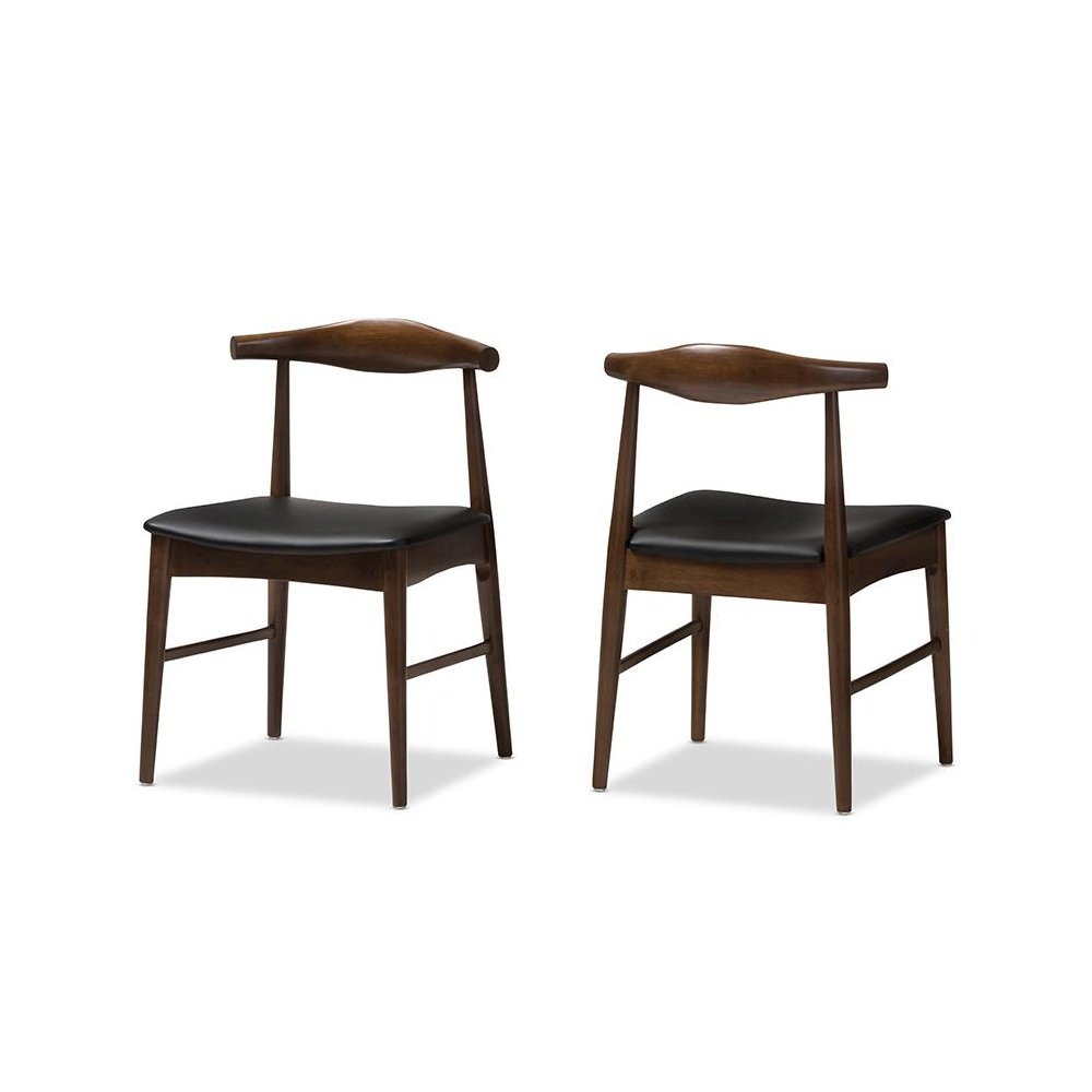 Baxton Studio Winton Mid-Century Modern Walnut Wood Dining Chair (Set of 2)