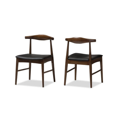 Baxton Studio Winton Mid-Century Modern Walnut Wood Dining Chair (Set of 2)