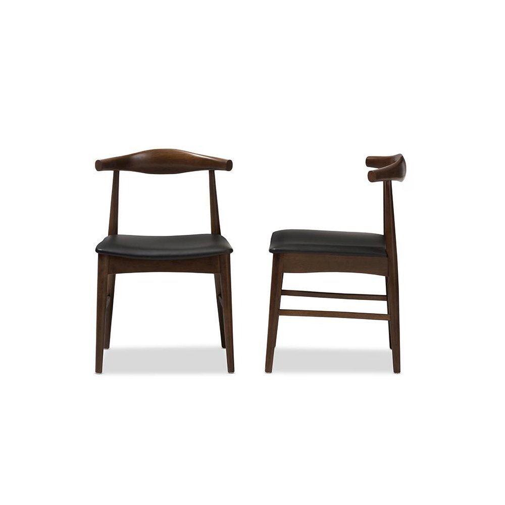 Baxton Studio Winton Mid-Century Modern Walnut Wood Dining Chair (Set of 2)