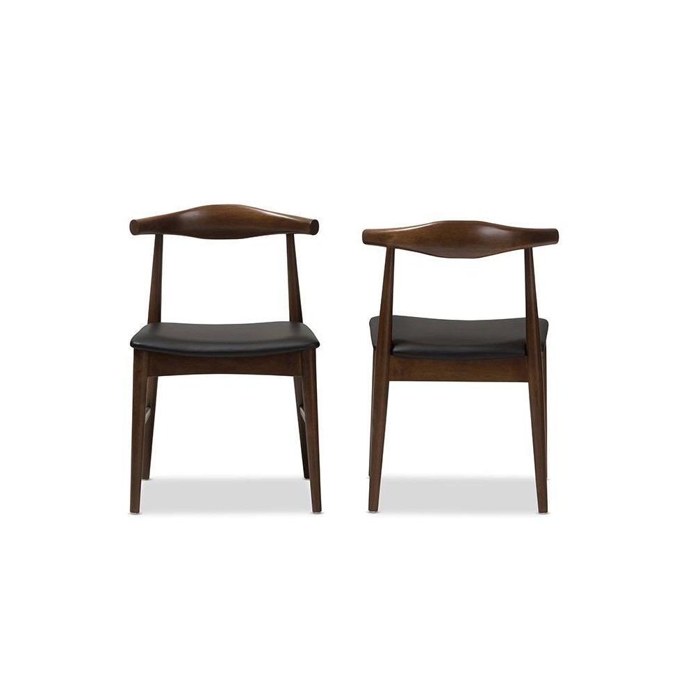 Baxton Studio Winton Mid-Century Modern Walnut Wood Dining Chair (Set of 2)