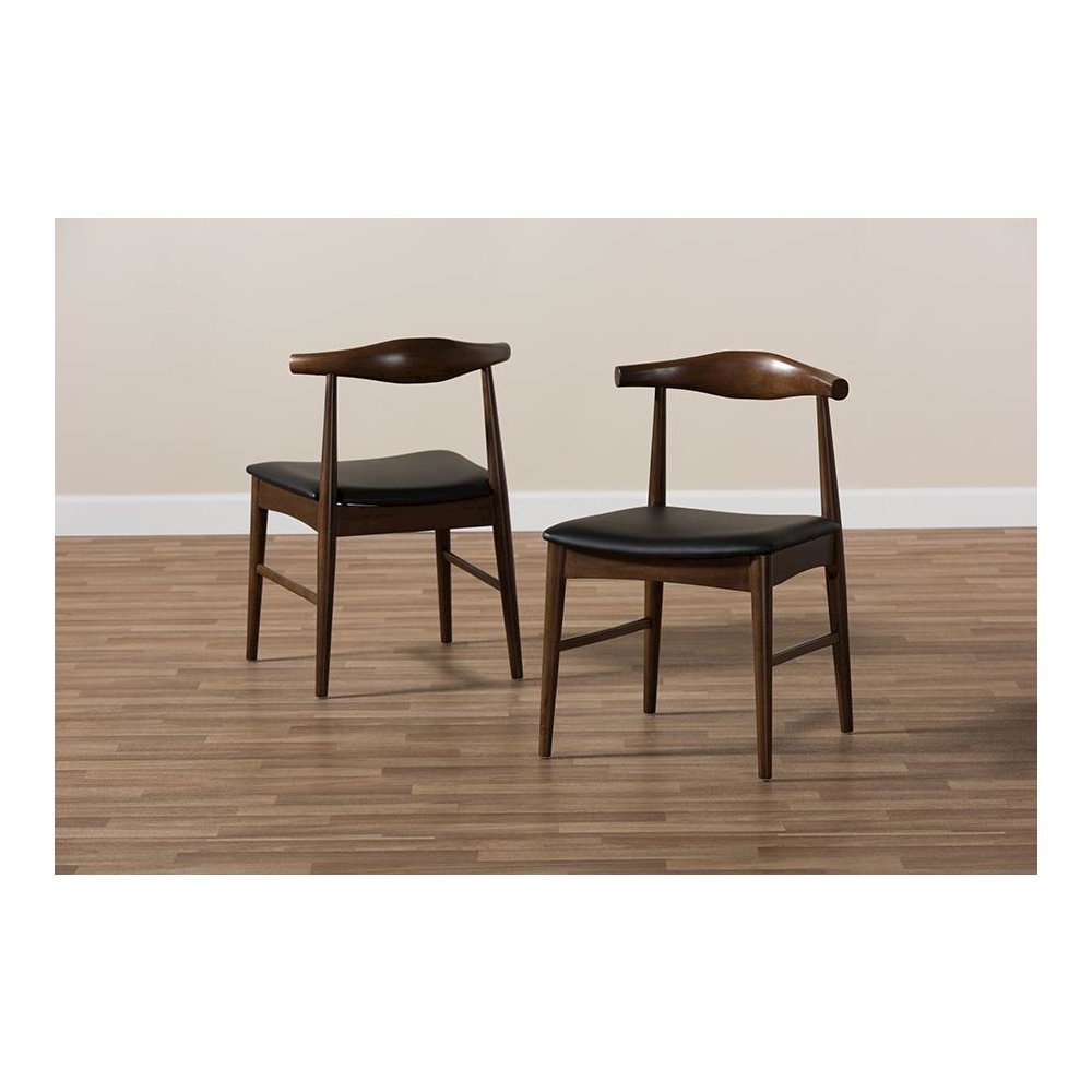 Baxton Studio Winton Mid-Century Modern Walnut Wood Dining Chair (Set of 2)