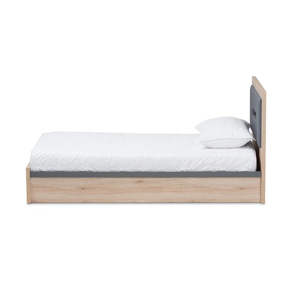 Dark Grey and Light Brown Two-Tone 2-Drawer Twin Size Storage Platform Bed
