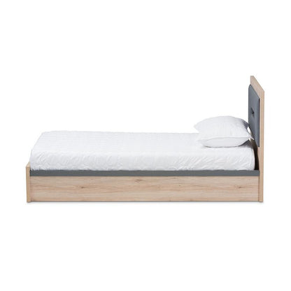 Dark Grey and Light Brown Two-Tone 2-Drawer Twin Size Storage Platform Bed