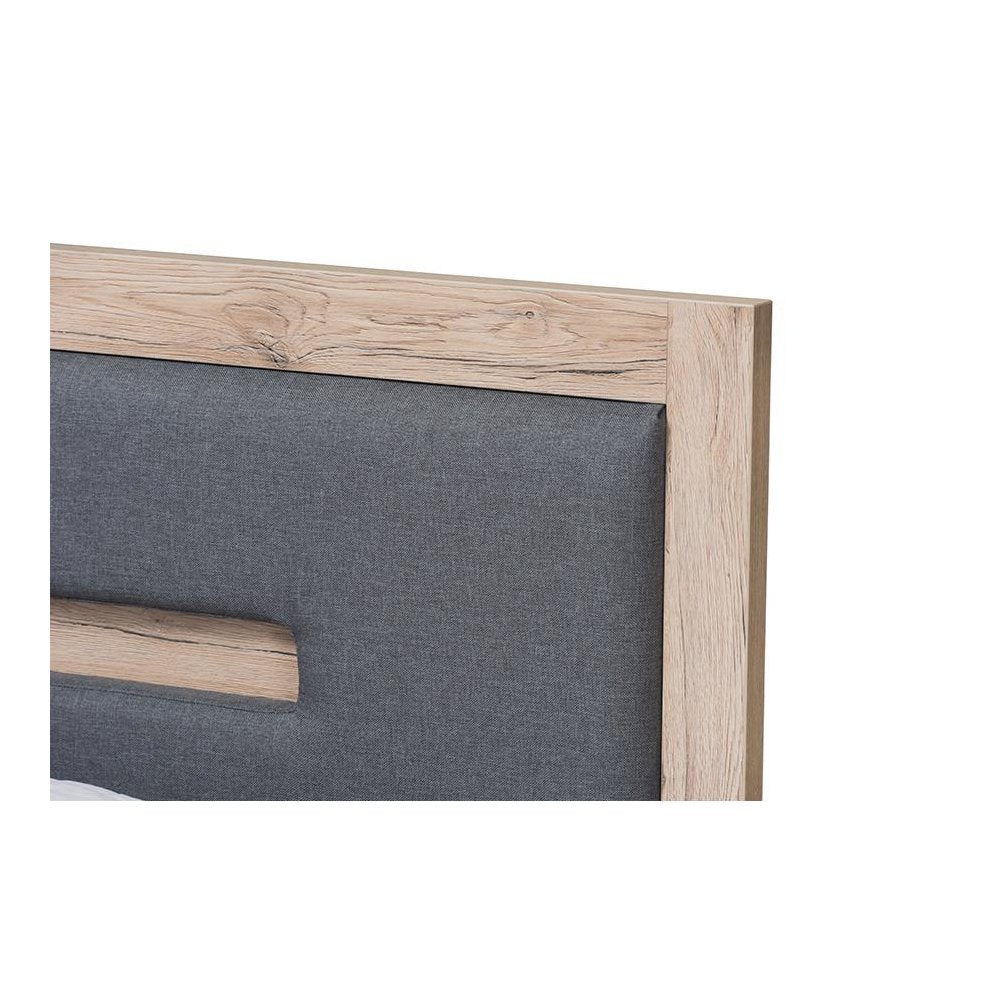 Dark Grey and Light Brown Two-Tone 2-Drawer Twin Size Storage Platform Bed