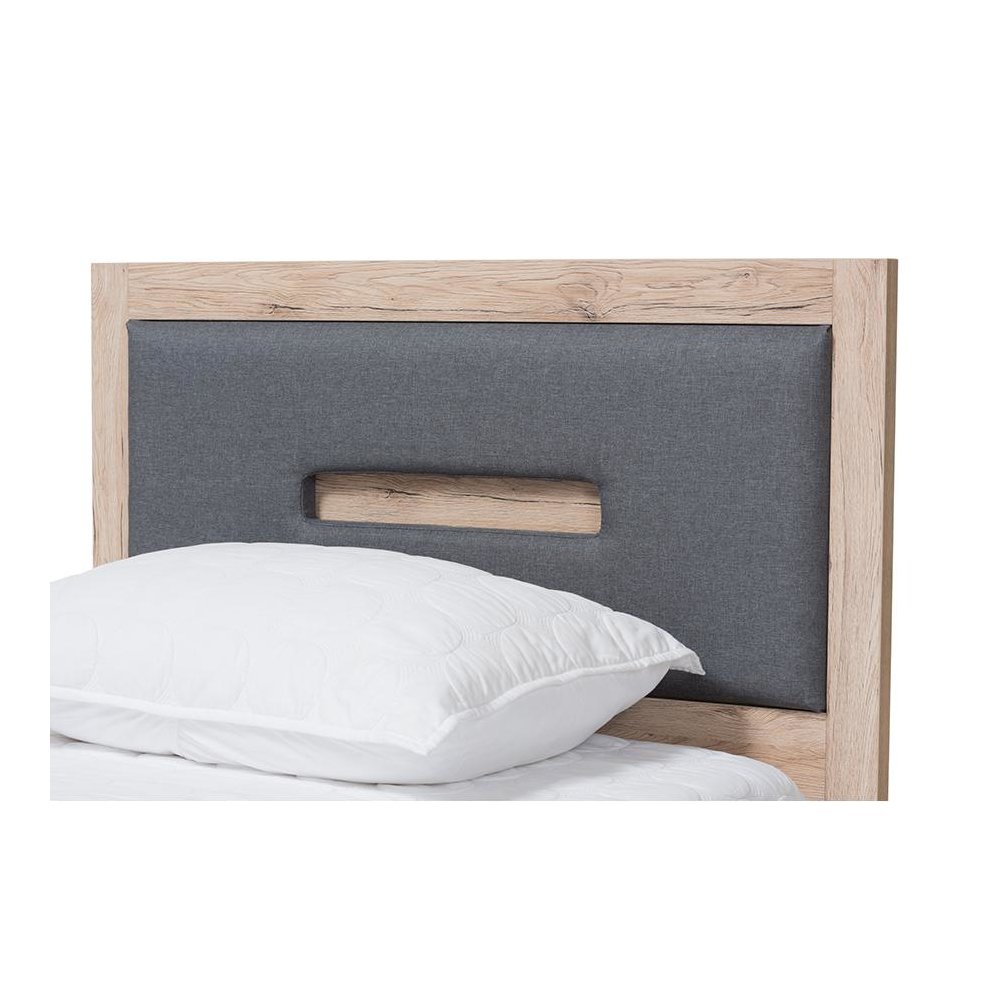 Dark Grey and Light Brown Two-Tone 2-Drawer Twin Size Storage Platform Bed
