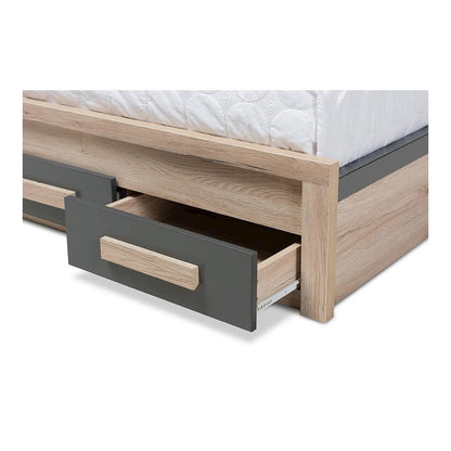 Dark Grey and Light Brown Two-Tone 2-Drawer Twin Size Storage Platform Bed