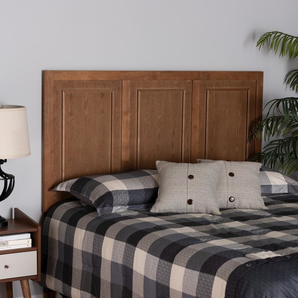 Giordano Classic and Traditional Ash Walnut Finished Wood King Size Headboard