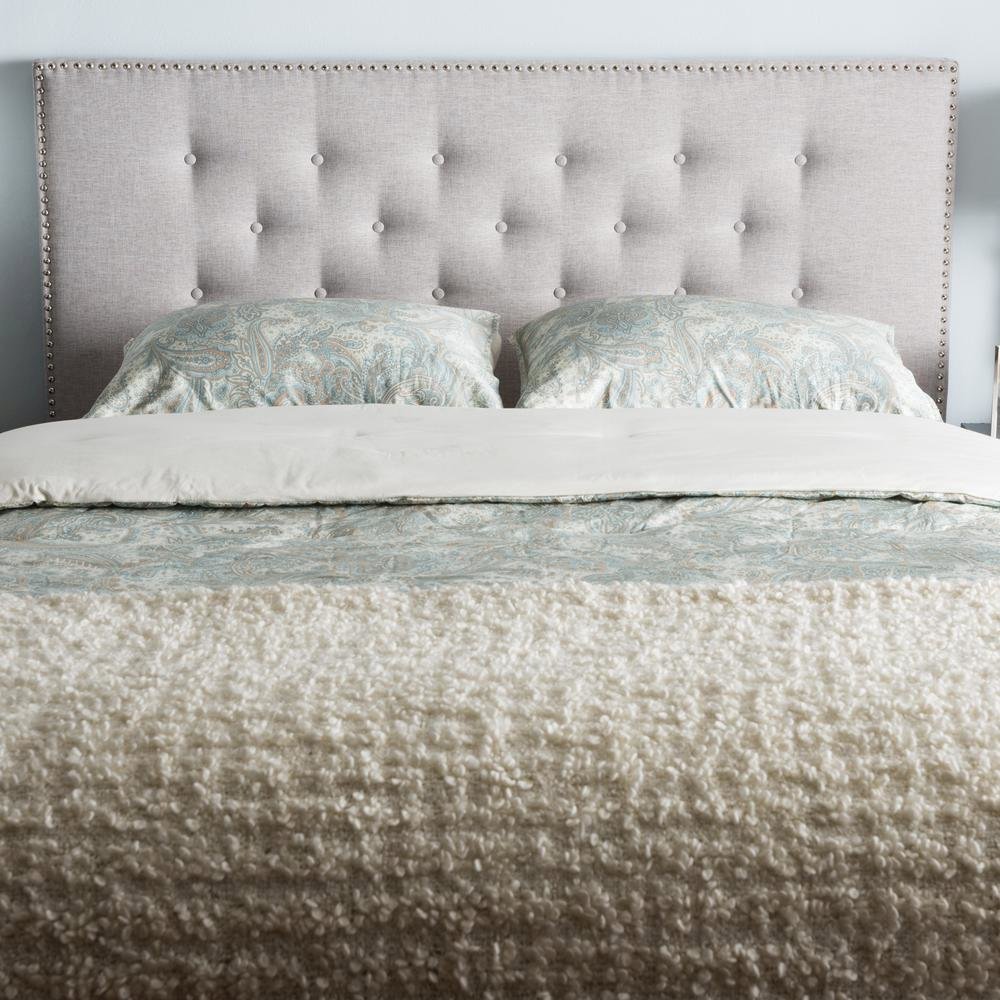 Greyish Beige Fabric Upholstered King Size Headboard