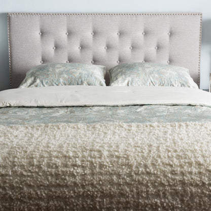 Greyish Beige Fabric Upholstered King Size Headboard
