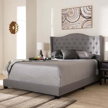 Alesha Modern and Contemporary Grey Fabric Upholstered King Size Bed