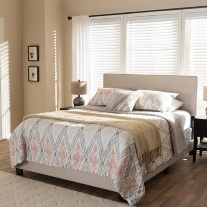 Hampton Modern and Contemporary Light Beige Fabric Upholstered King Size Bed