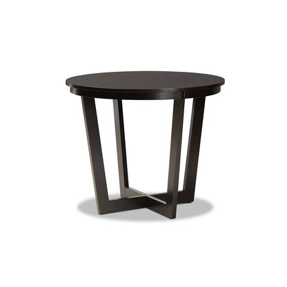 Morigan Sand Fabric Upholstered and Dark Brown Finished Wood 5-Piece Dining Set