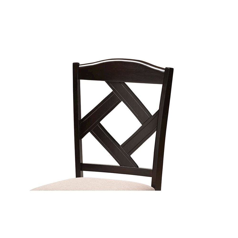 Morigan Sand Fabric Upholstered and Dark Brown Finished Wood 5-Piece Dining Set