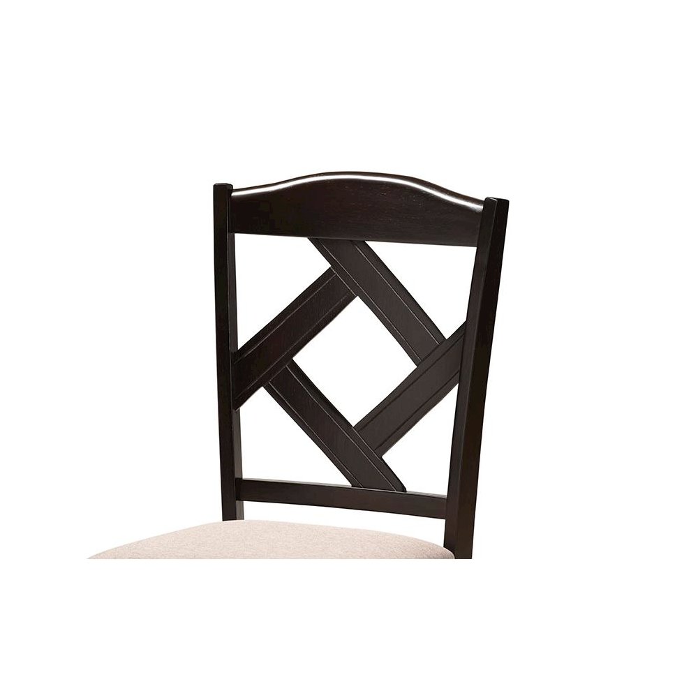 Sand Fabric Upholstered and Dark Brown Finished Wood 5-Piece Dining Set