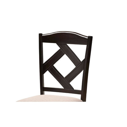Sand Fabric Upholstered and Dark Brown Finished Wood 5-Piece Dining Set