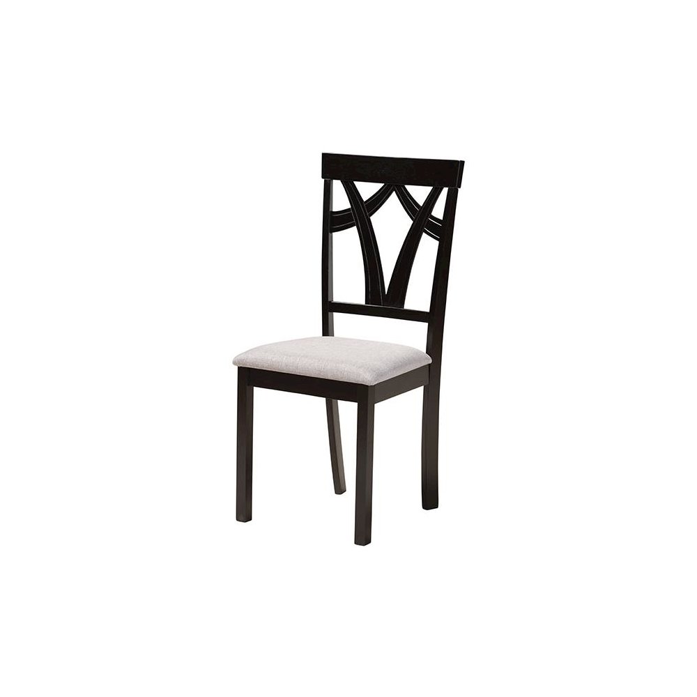 Sylvia Modern Grey Fabric and Dark Brown Finished Wood 7-Piece Dining Set