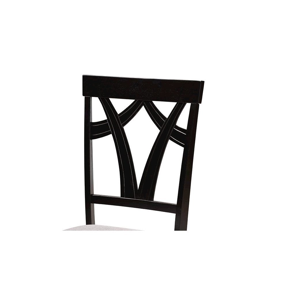 Sylvia Modern Grey Fabric and Dark Brown Finished Wood 7-Piece Dining Set