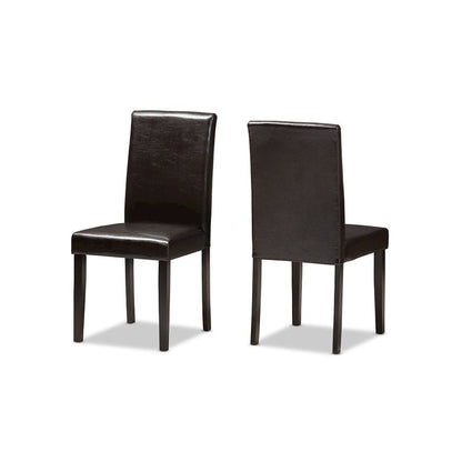 Dark Brown Faux Leather Upholstered 5-Piece Dining Set