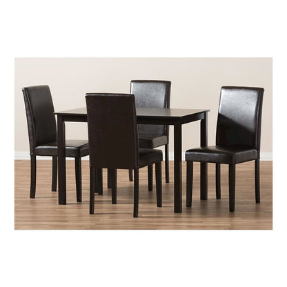 Dark Brown Faux Leather Upholstered 5-Piece Dining Set