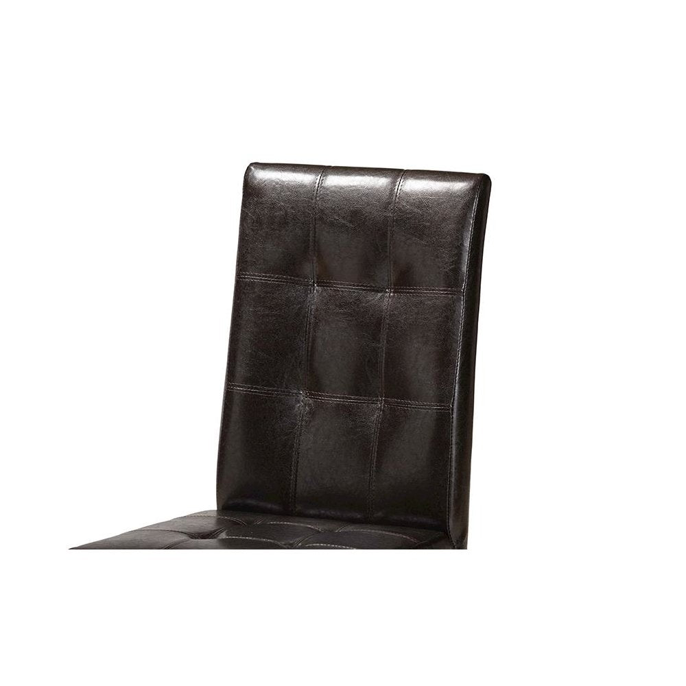 Leather Upholstered and Dark brown Finished Wood 7-Piece Dining Set