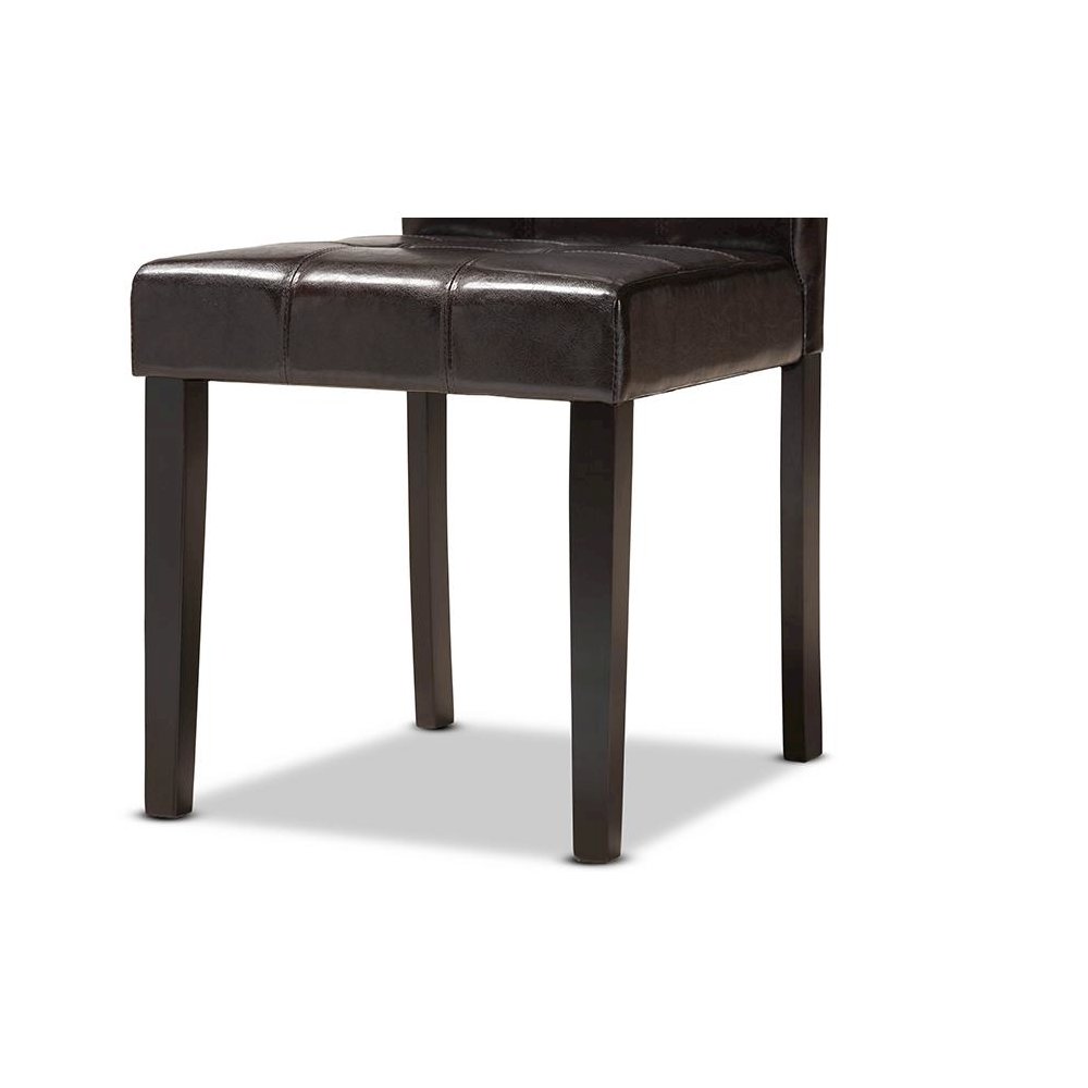 Leather Upholstered and Dark brown Finished Wood 7-Piece Dining Set
