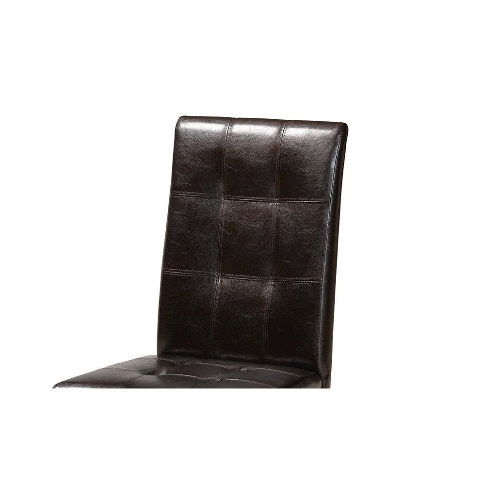 Leather Upholstered and Dark Brown Finished Wood 5-Piece Dining Set