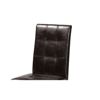 Leather Upholstered and Dark Brown Finished Wood 5-Piece Dining Set