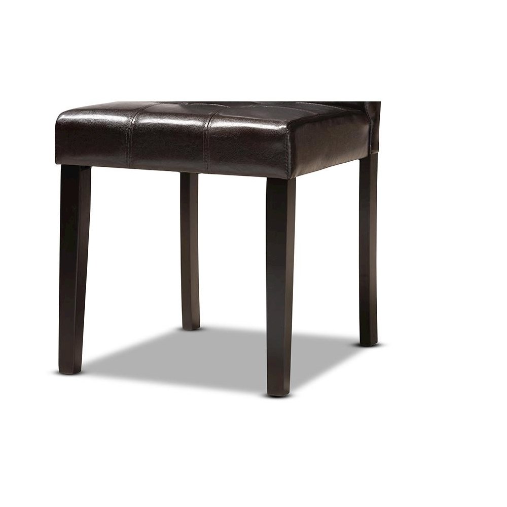 Leather Upholstered and Dark Brown Finished Wood 5-Piece Dining Set