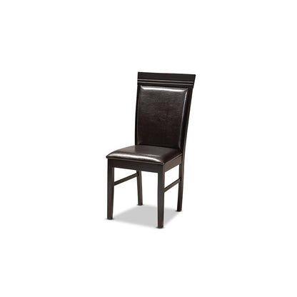 Leather Upholstered and Dark Brown Finished Wood 5-Piece Dining Set