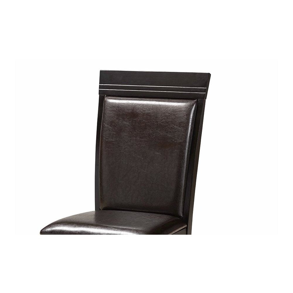 Leather Upholstered and Dark Brown Finished Wood 5-Piece Dining Set