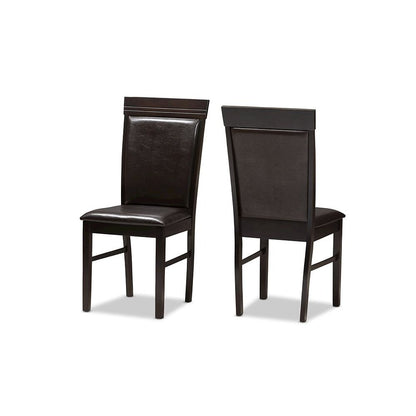 Dark Brown Faux Leather Upholstered 5-Piece Dining Set