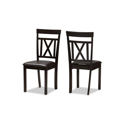 Dark Brown Faux Leather Upholstered 5-Piece Dining Set