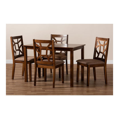 Walnut Brown Finished 5-Piece Wood Dining Set