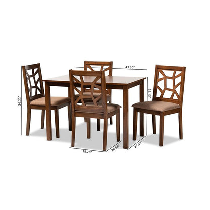 Walnut Brown Finished 5-Piece Wood Dining Set
