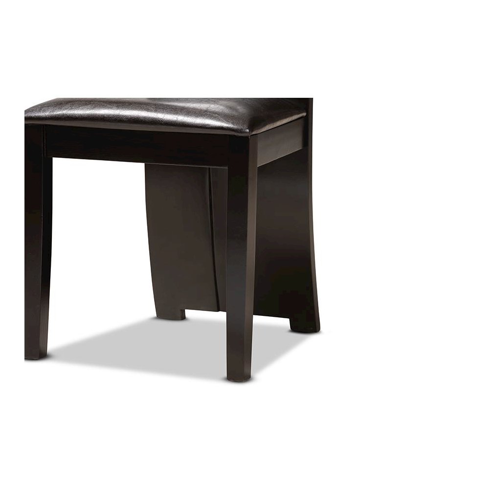Leather Upholstered and Dark Brown Finished Wood 5-Piece Dining Set