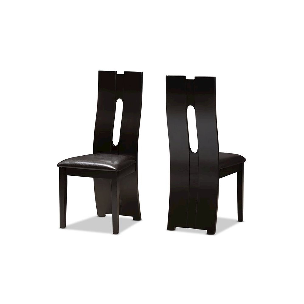 Dark Brown Faux Leather Upholstered 5-Piece Dining Set