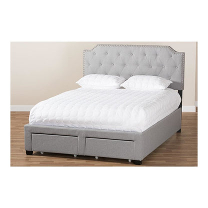Aubrianne Modern and Contemporary Grey Fabric Upholstered Queen Storage Bed