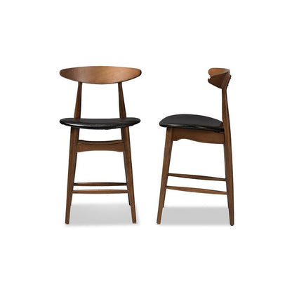 Leather Upholstered Walnut Finished Counter Stool (Set of 2)