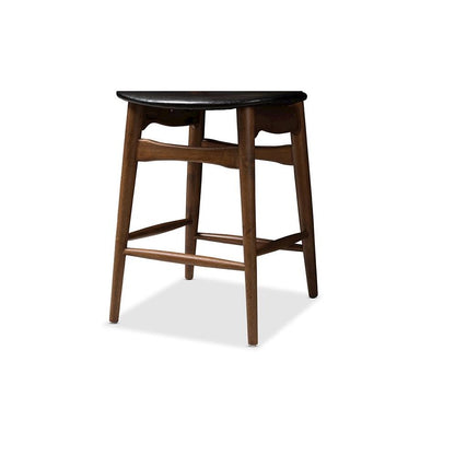 Leather Upholstered Walnut Finished Counter Stool (Set of 2)