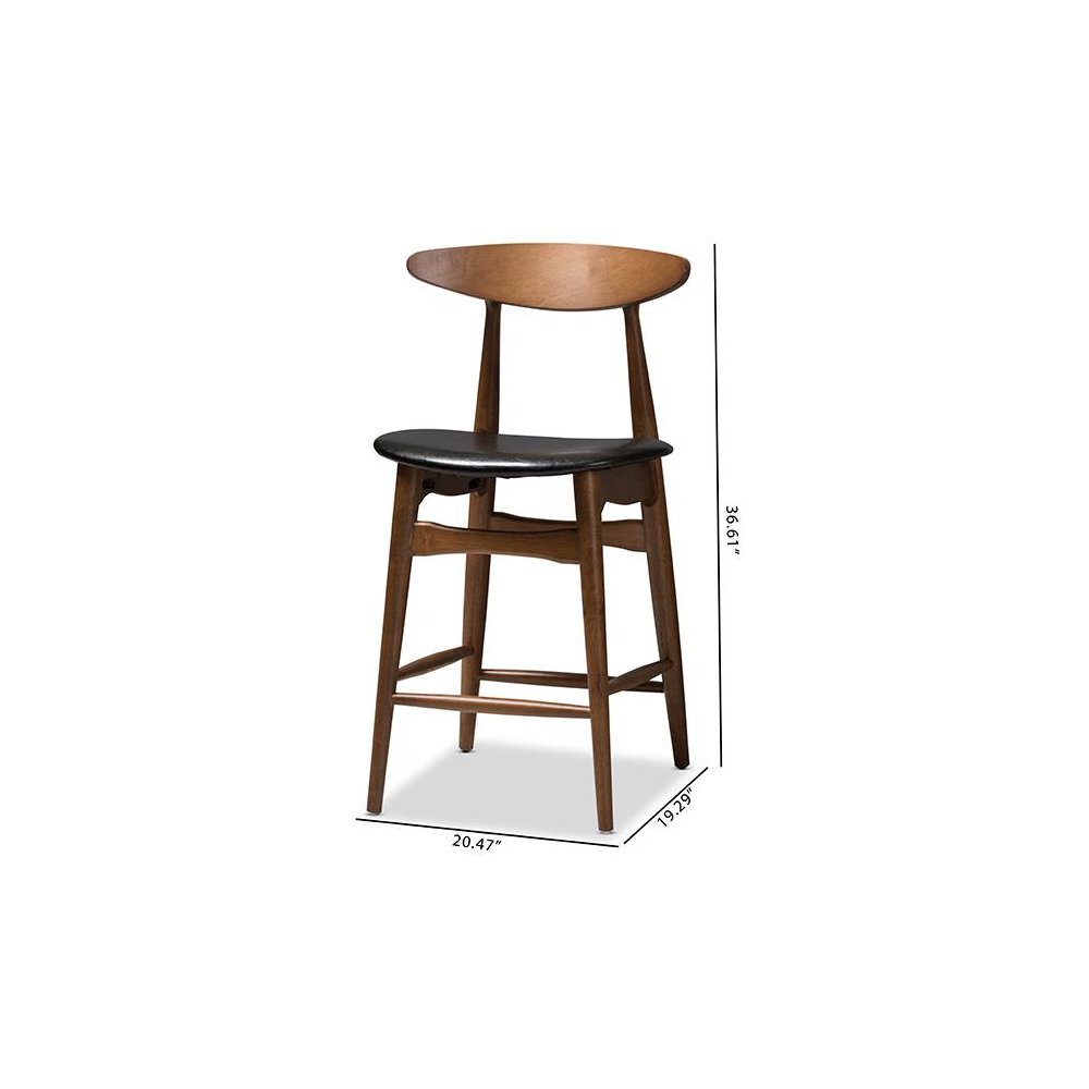 Leather Upholstered Walnut Finished Counter Stool (Set of 2)