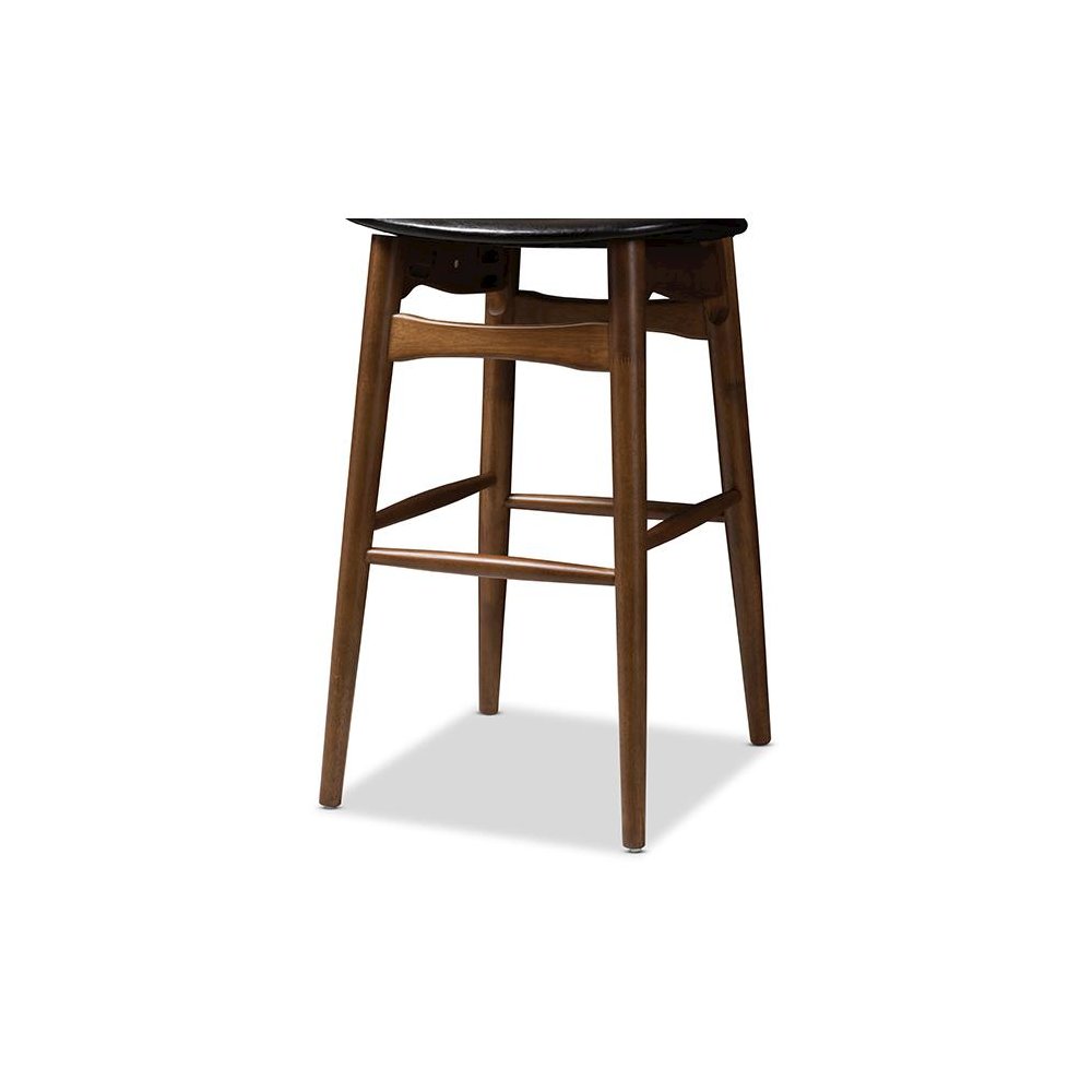 Leather Upholstered Walnut Finished Bar Stool (Set of 2)