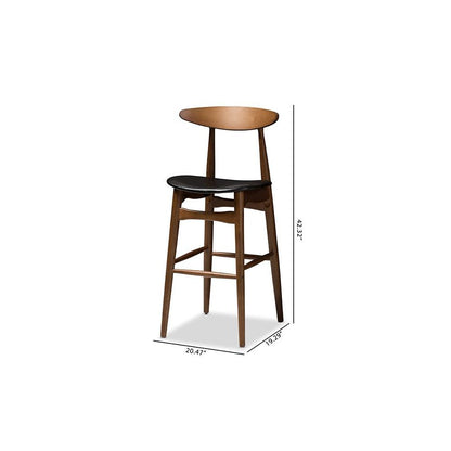 Leather Upholstered Walnut Finished Bar Stool (Set of 2)