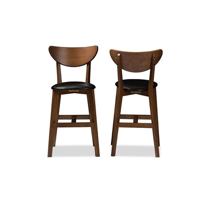 Leather Upholstered Walnut Finished Counter Stool (Set of 2)