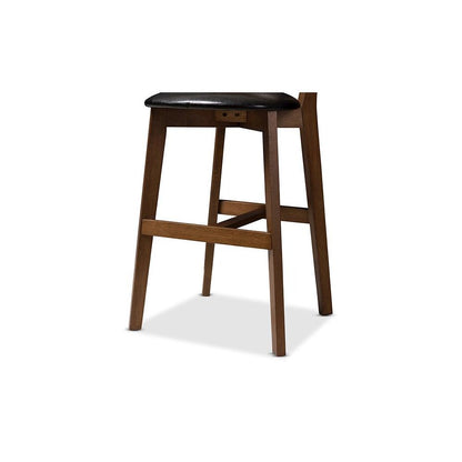 Leather Upholstered Walnut Finished Counter Stool (Set of 2)