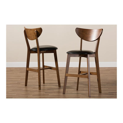 Leather Upholstered Walnut Finished Counter Stool (Set of 2)