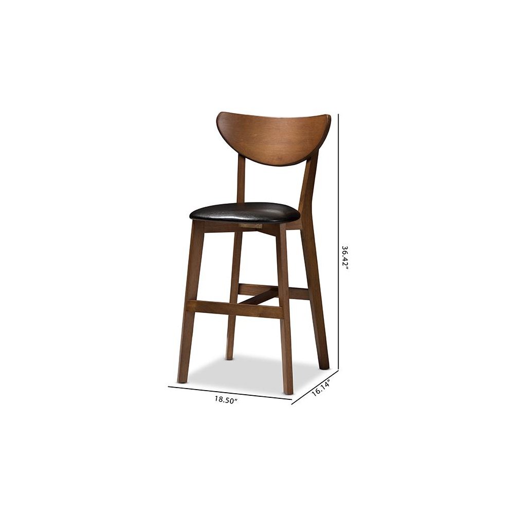 Leather Upholstered Walnut Finished Counter Stool (Set of 2)