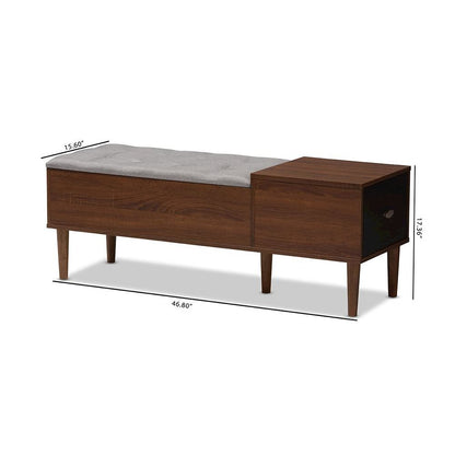 Wood Entryway Storage Grey Fabric Cushioned Bench Shoe Rack Cabinet Organizer