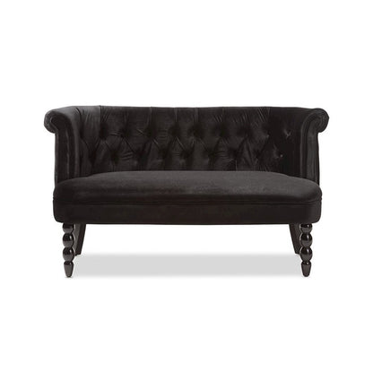 Black Velvet Fabric Upholstered 2-seater Loveseat